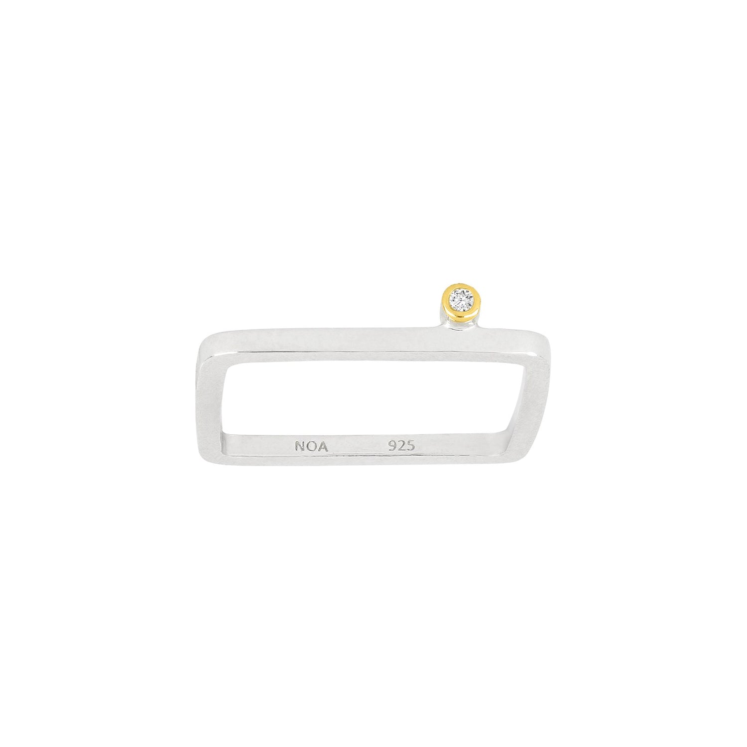 Silberner Rhododendronring Quadrat 1x0,015ctW/SI+14kt - Rhodiniert / 60