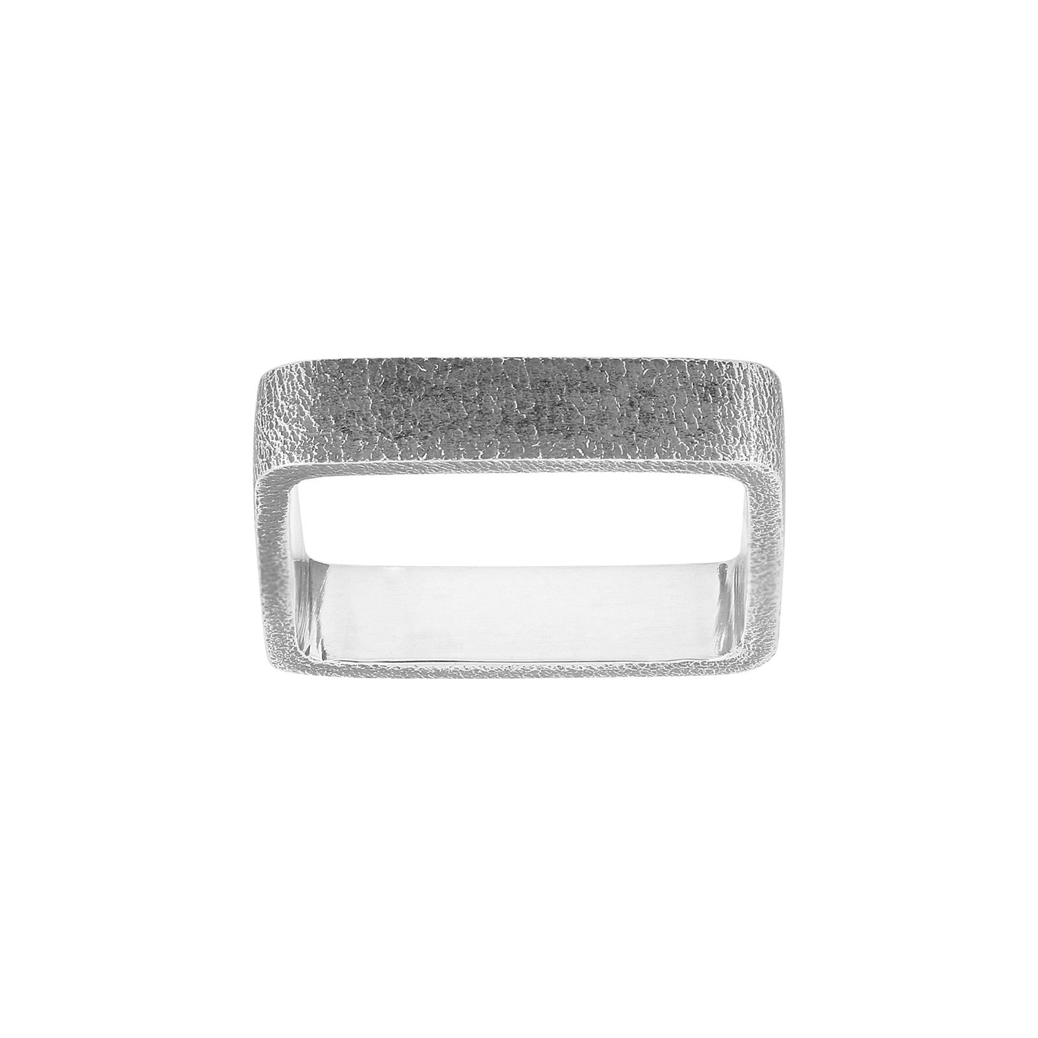 Silber oxidierter Ring Quadrat zwischen - Rhodiniert / 60