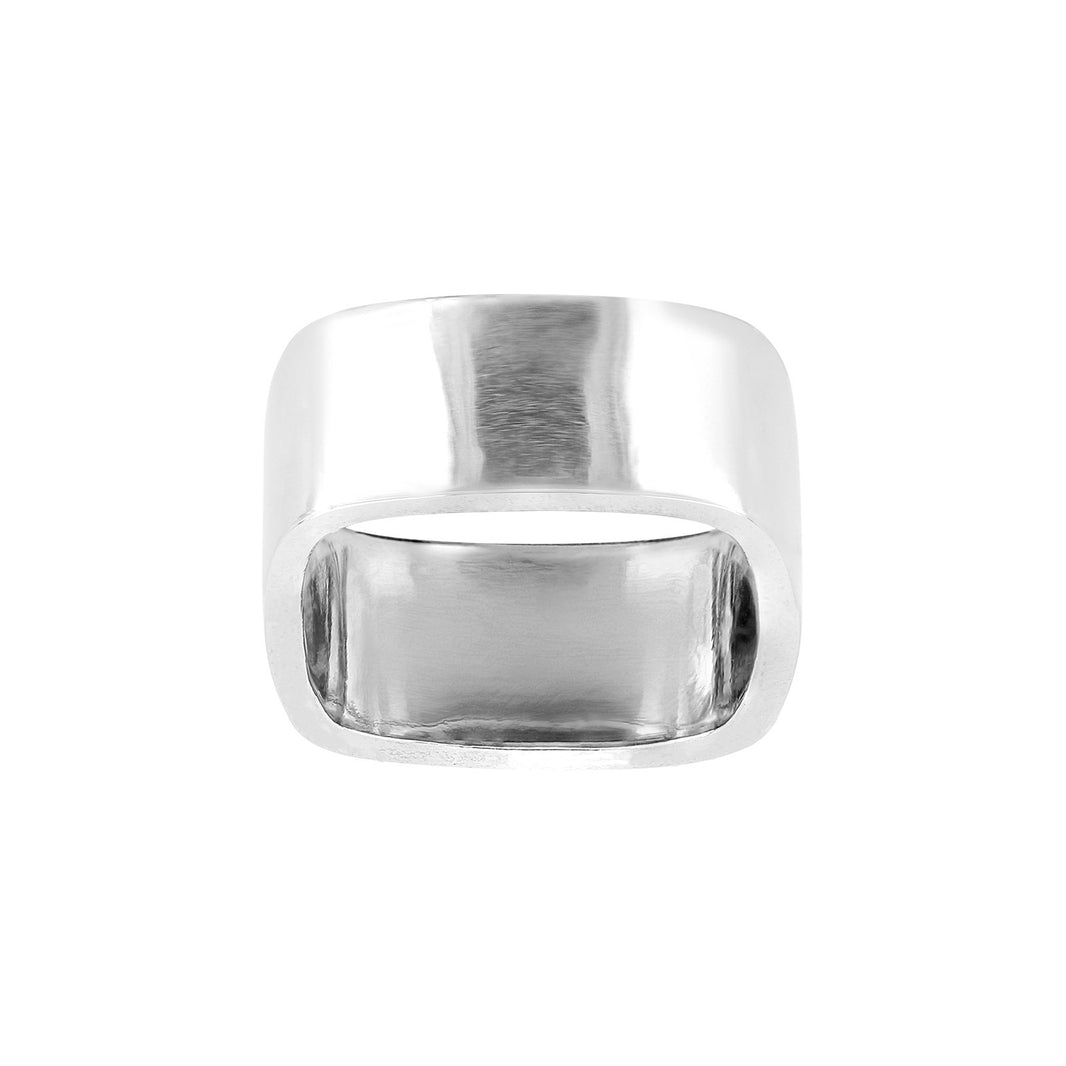 Silver rhodium-plated ring KvadratStor