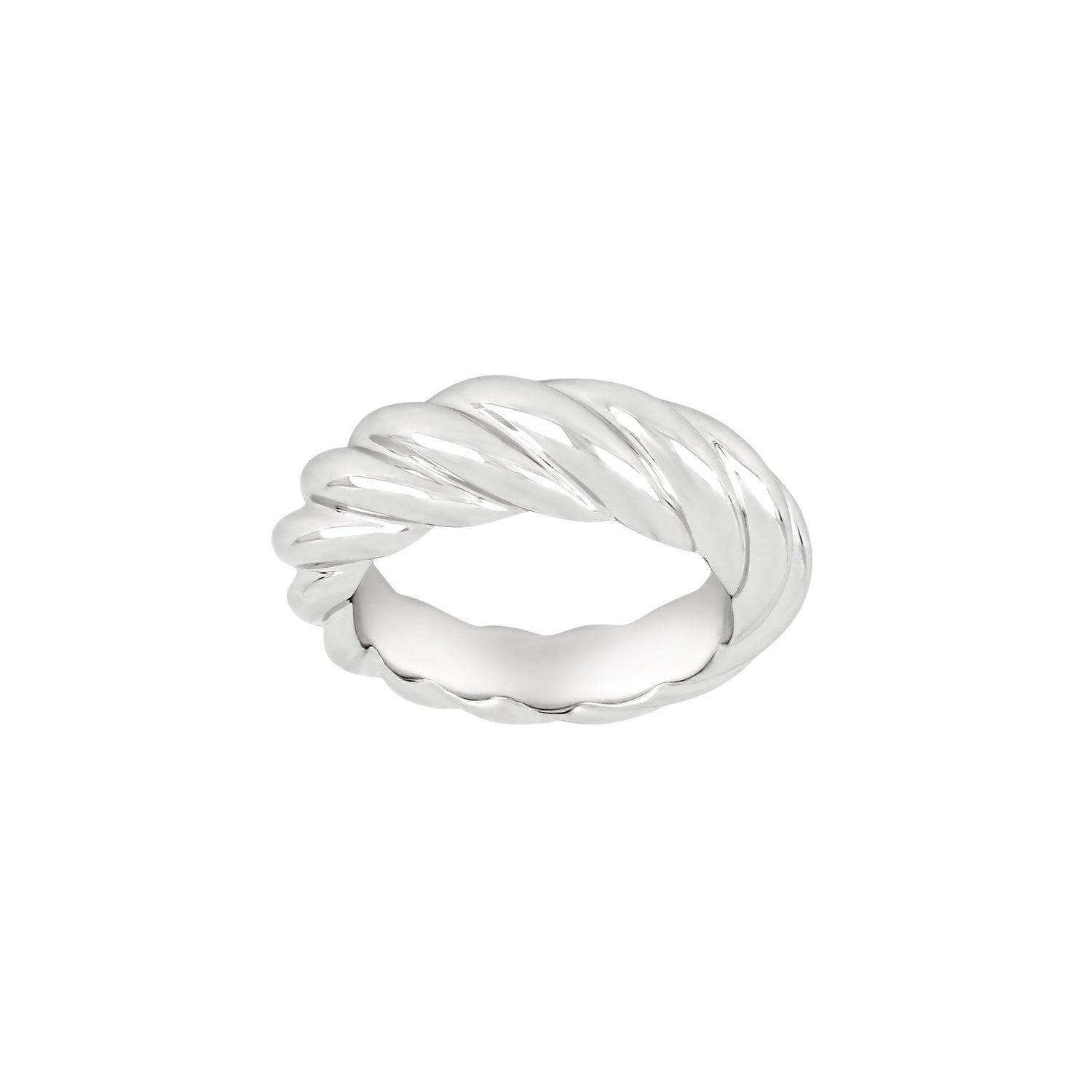 Silber rhodinierter Twisted Ring glänzend - Rhodiniert / 54