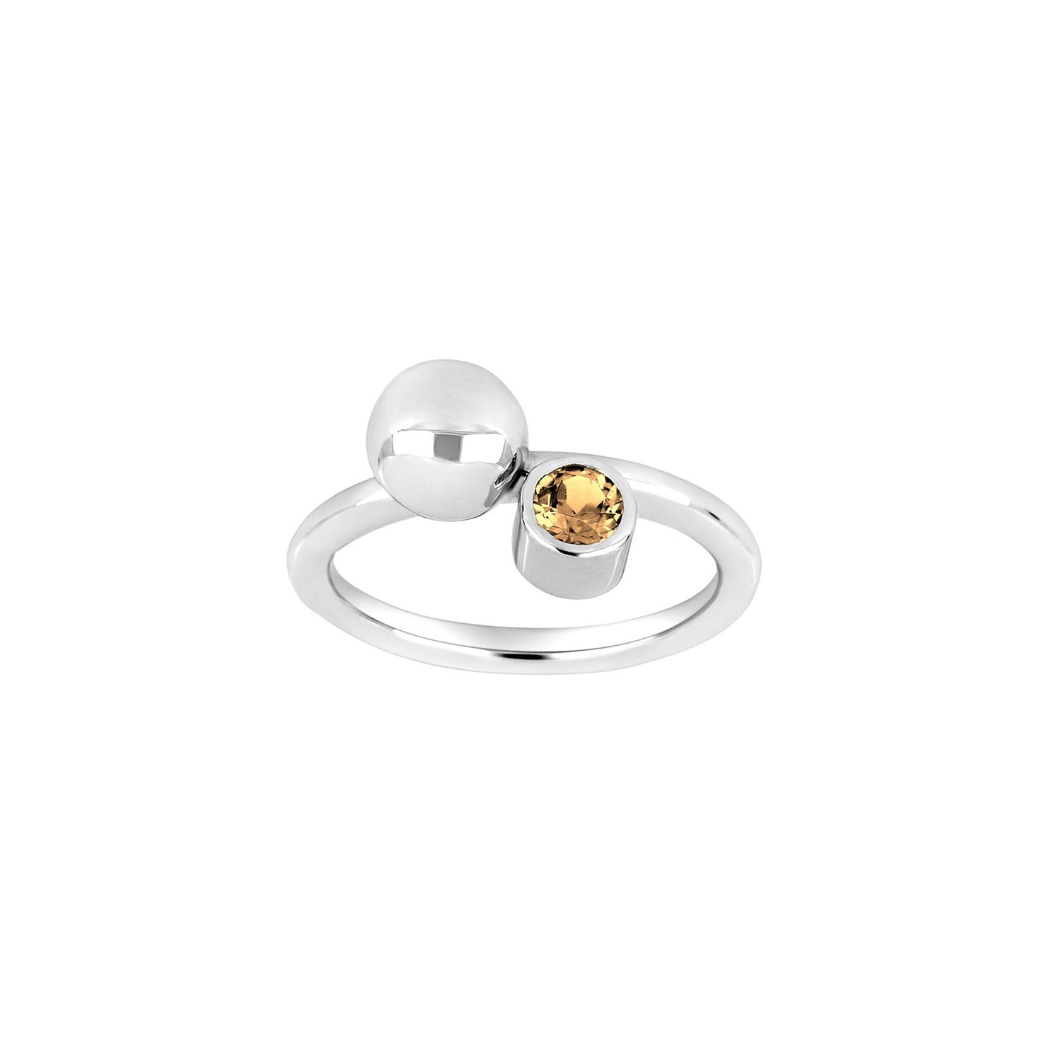 Silber rhodinierter Ring Color mit Citrin - Vergoldet / 56