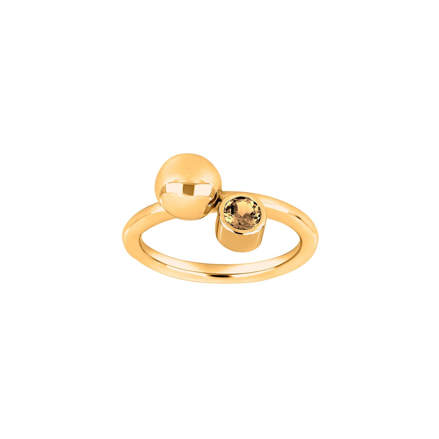 Silber rhodinierter Ring Color mit Citrin - Vergoldet / 56
