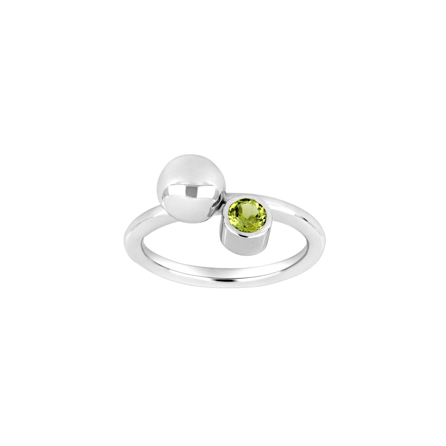 Silber rhodinierter Ring Color mit Peridot - Vergoldet / 54