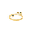 Silver Rh. ring peridot, citrine, London topaz