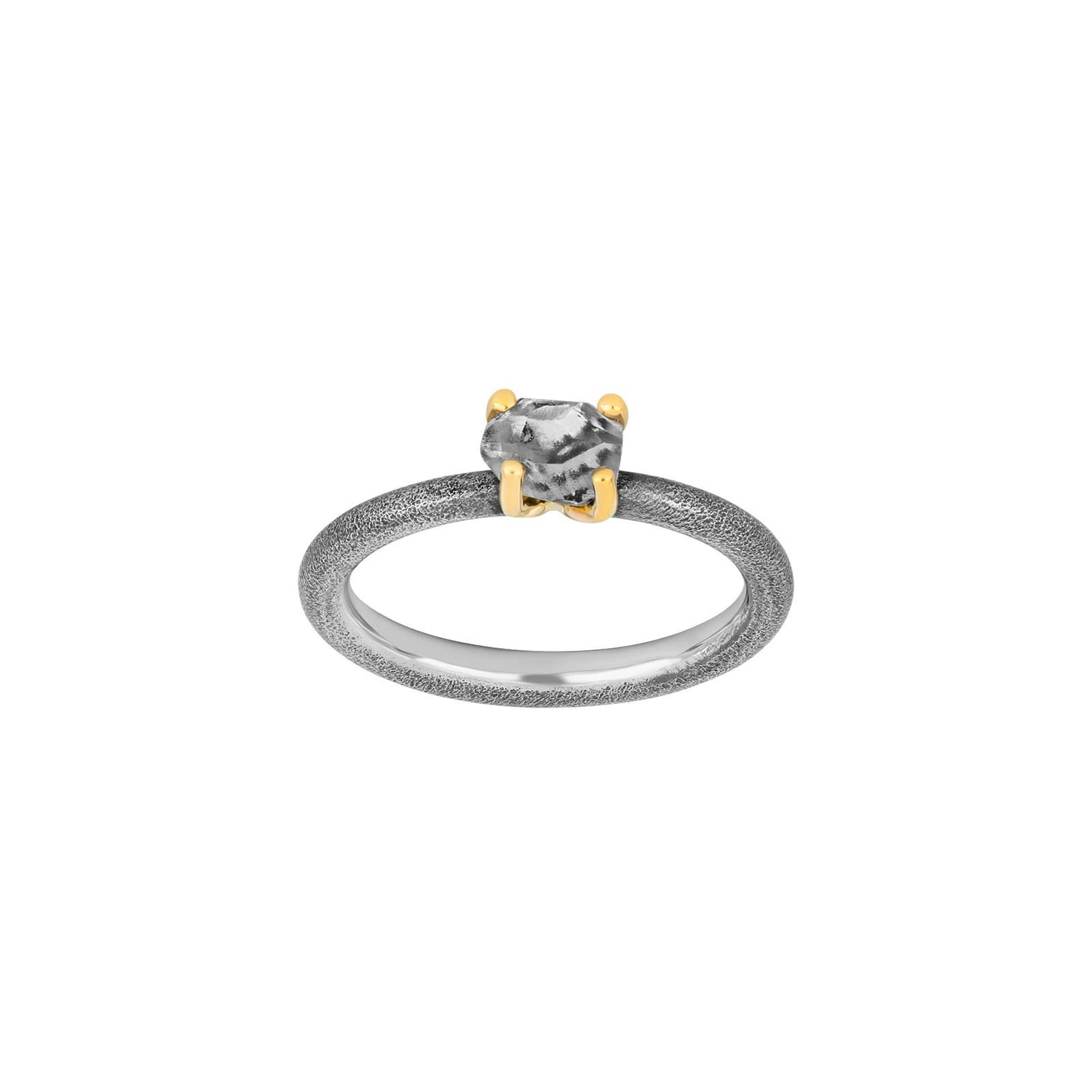 Silberoxid/Schmiedering mit Herkimer-Diamant - Oxidiert / 60