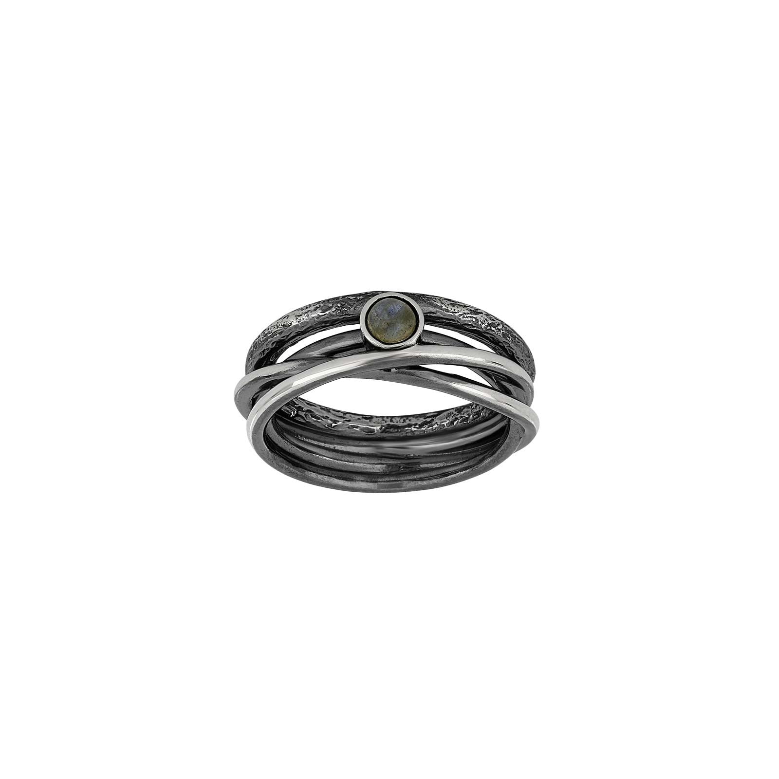 Silber + Oxid. mit Labradoritring