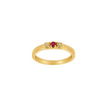 14 carat gold ring w. dia. 0,11caratTW/SI + ruby