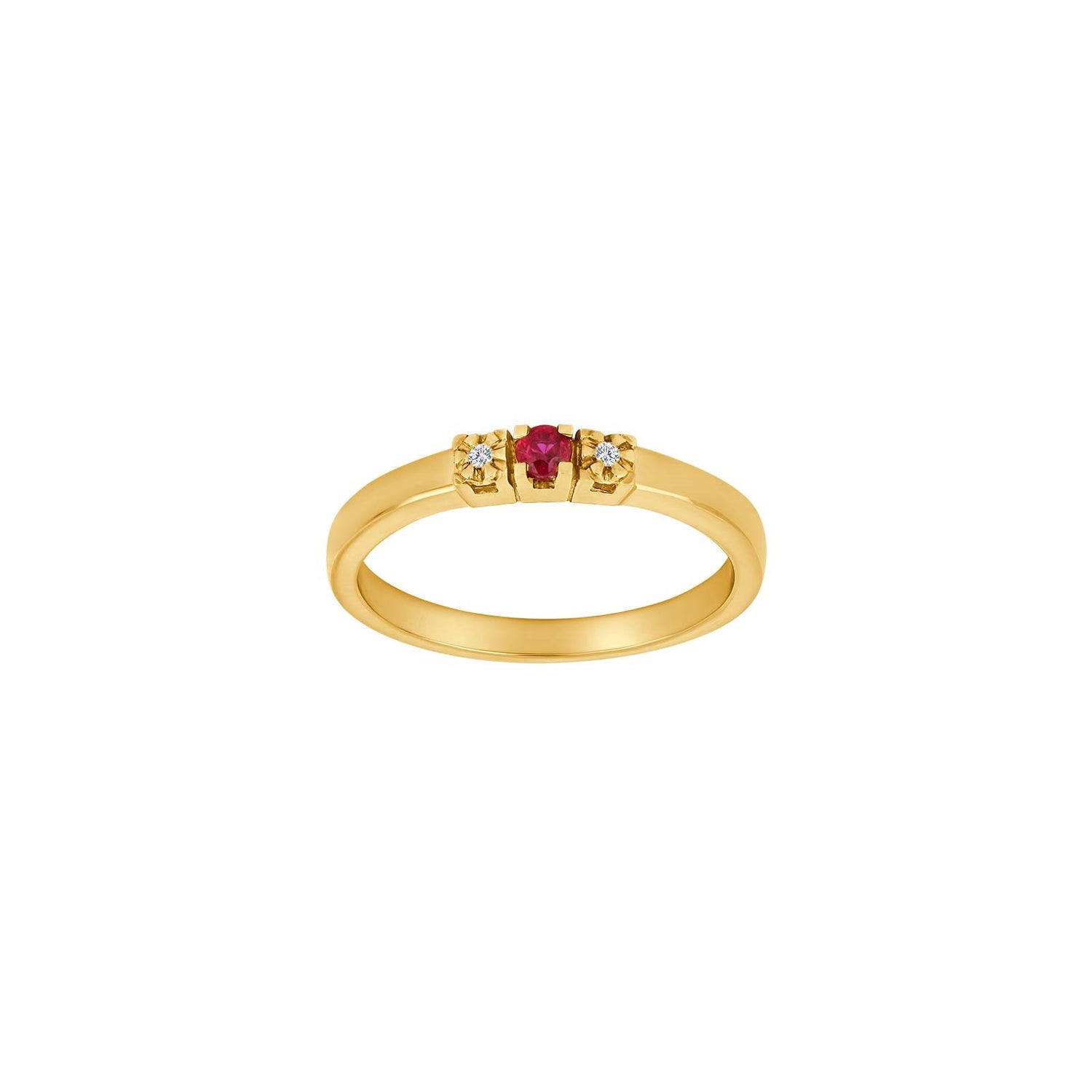 14 kt. guldring m. 0,011ct TW/SI og 0,08 ct rubin