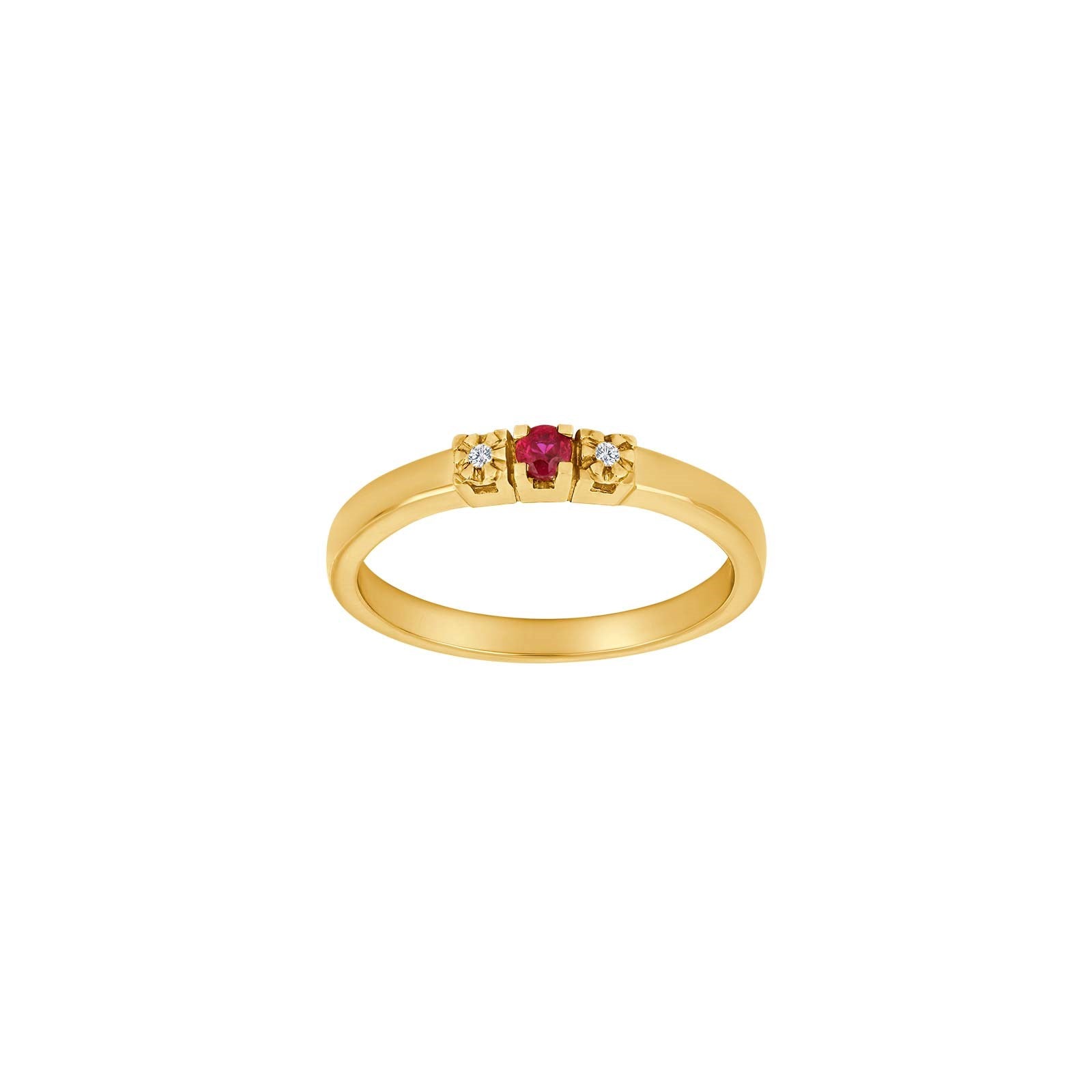 14 carat gold ring w. dia. 0,11caratTW/SI + ruby