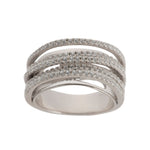Rhodium-plated silver ring w. vision. zirconia