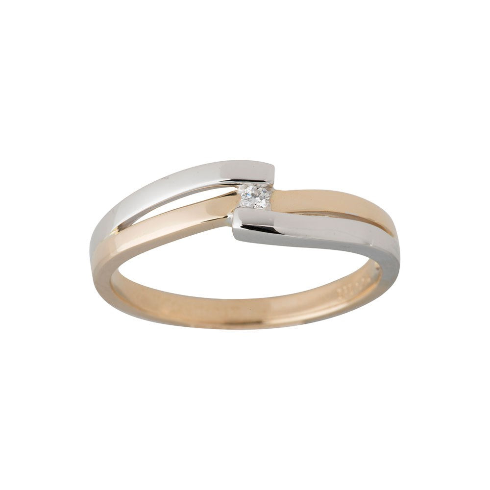 14 carat bicolored gold ring with 0,030carat TW/SI