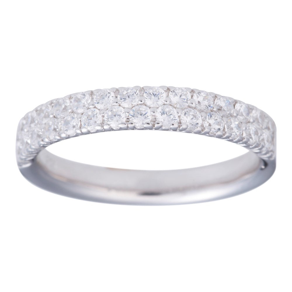 Silberner rhd. Ring mit Zirkonia. - Rhodiniert / 56