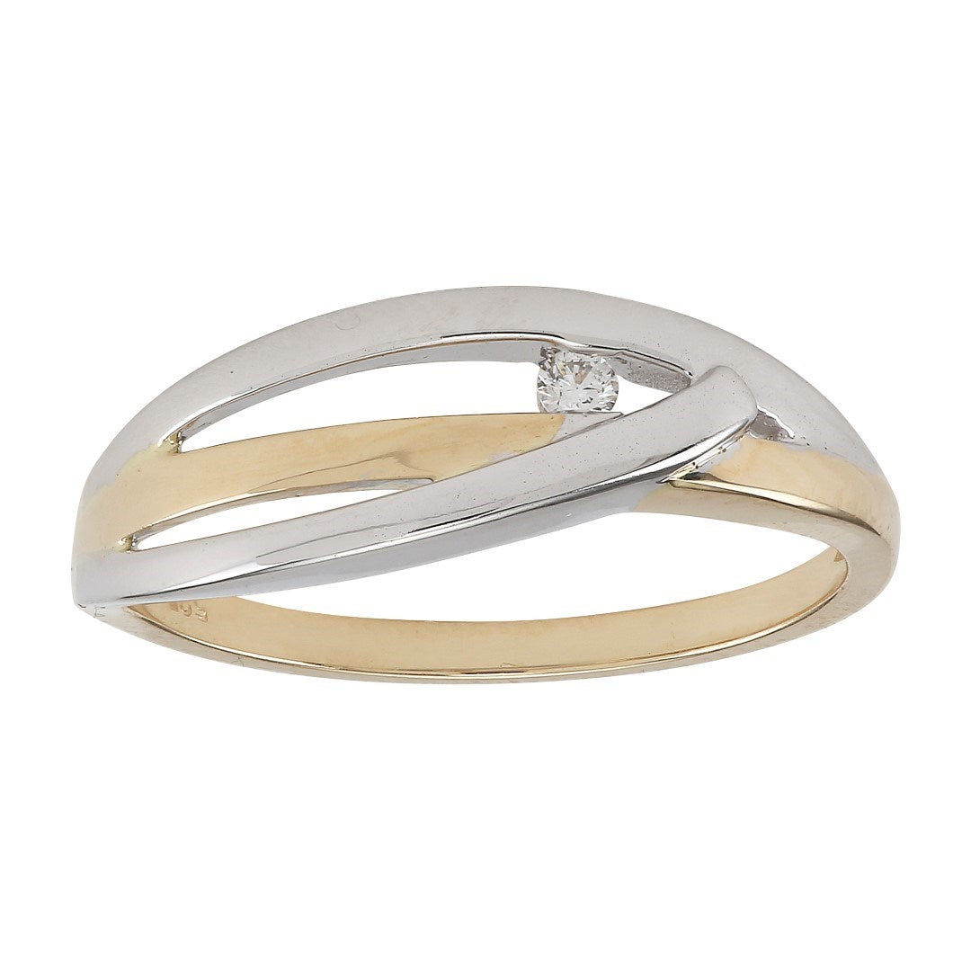 Zweifarbiger Goldring 585 mit 0,03carat TW/SI