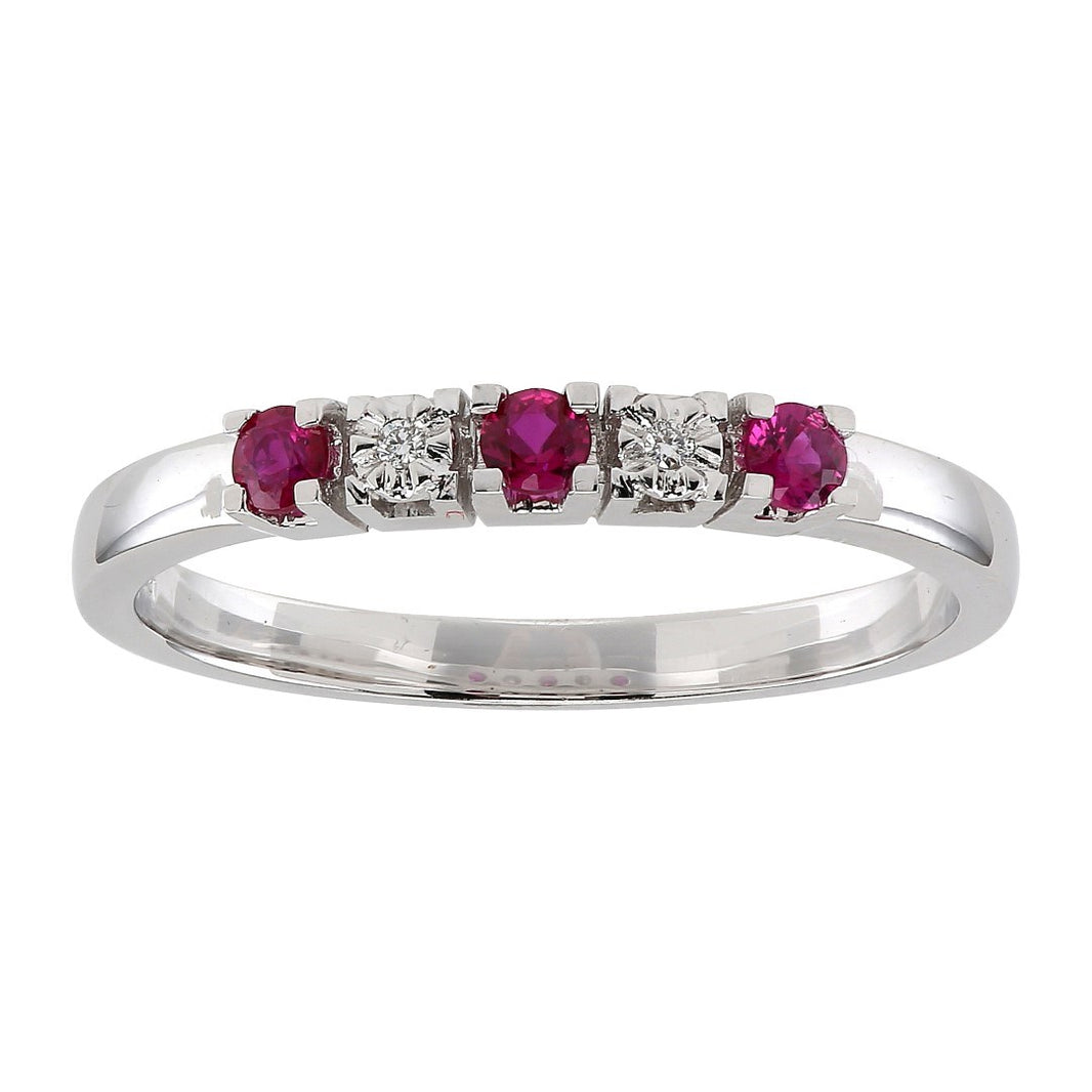 14 carat whitegold ring 0,011carat TW/SI + ruby
