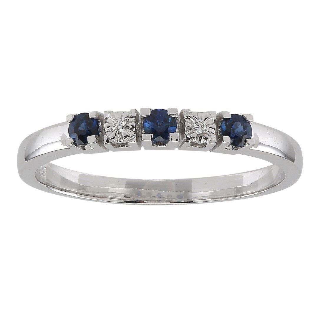 Weissgoldring 585 m. 0,011carat TW/Si + Saphir
