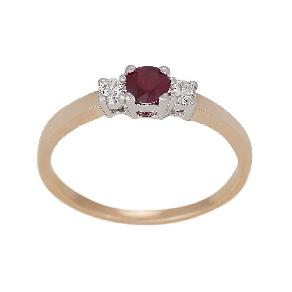 14 kt. gold ring w/ 0.116ct TW/SI and ruby