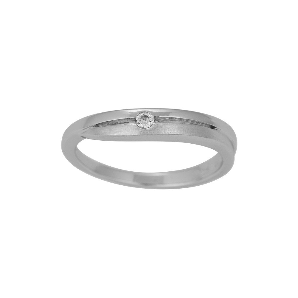 Rhod. sølvring mat/blank med cz