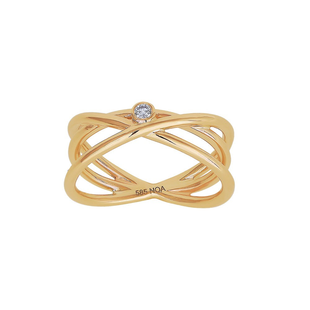 14 kt. Gold ring w. dia. 1 x 0.04ct W/SI