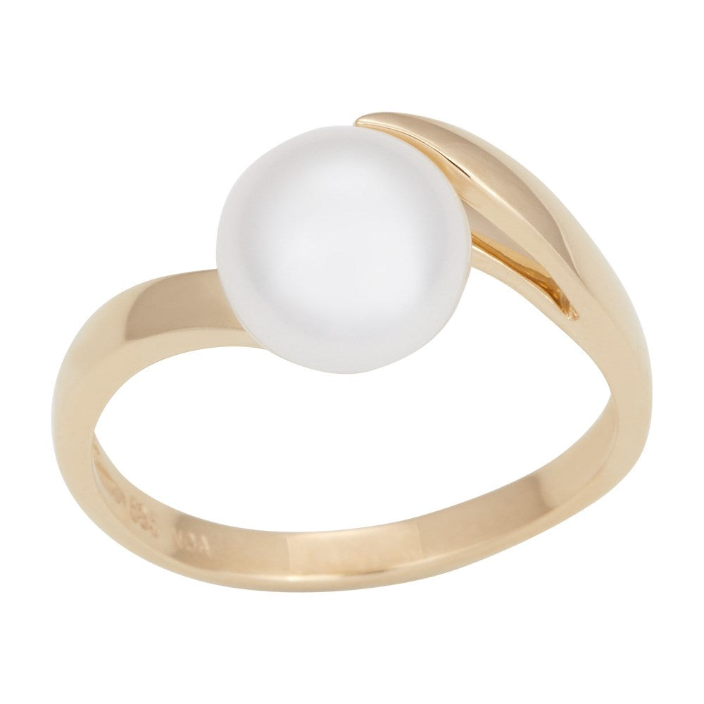 14kt. guldring m/ferskvandsperle