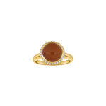 14kt. Goldring m/dia. 0.16ct W/SI + grauer Mondstein