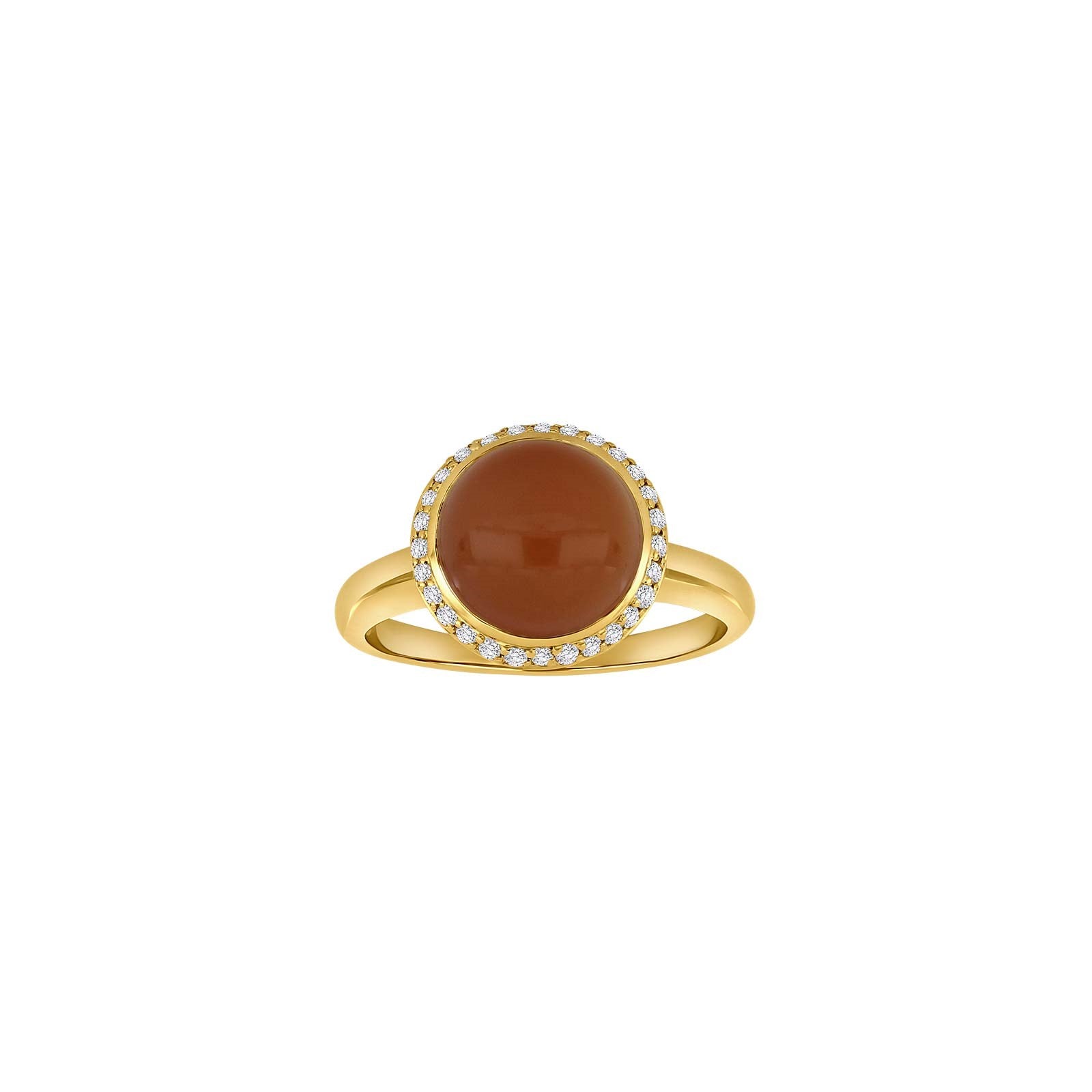 14kt. Goldring m/dia. 0.16ct W/SI + grauer Mondstein