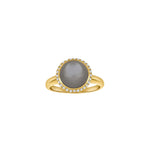 14kt. guldring m. grå månesten + 0.16ct W/SI
