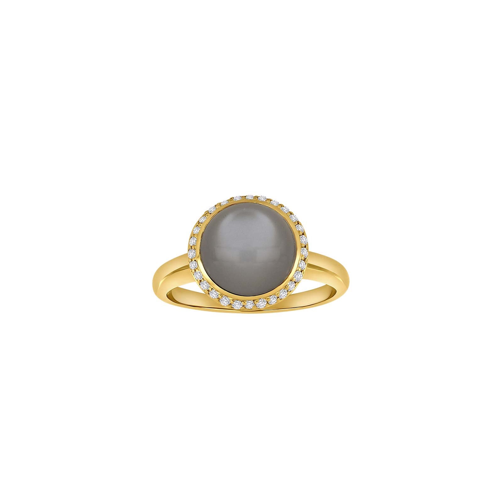 14kt. guldring m. grå månesten + 0.16ct W/SI