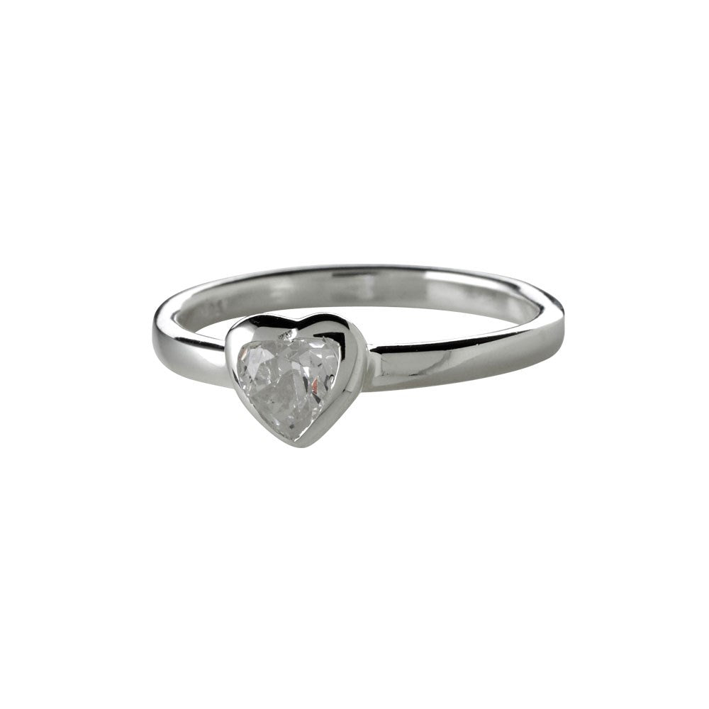 Silver ring with heart w/cz