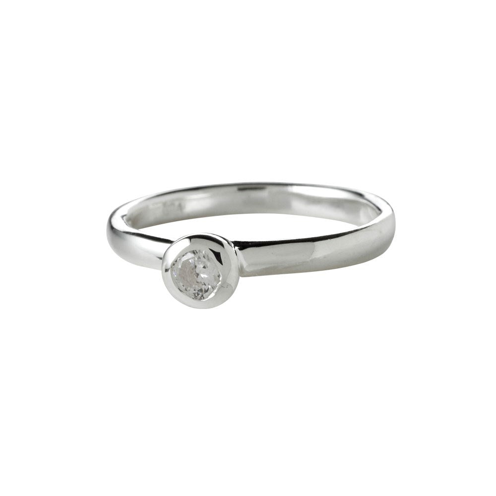 Silberring mit Zirkonia - Rhodiniert / 51