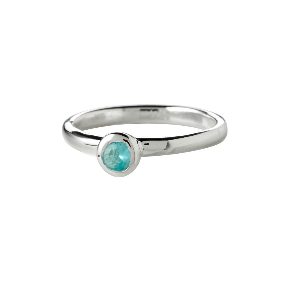 Silberring mit blauem Zirkonia - Rhodiniert / 51