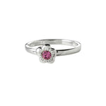 Silver ring flower w/pink cz