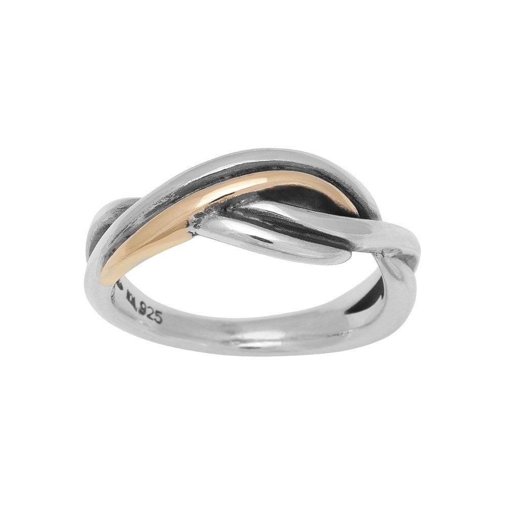 Rhod. Silberring mit 8 kt. Gold 