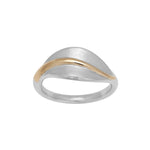 Rhod. Silberring matt mit 8kt. Gold 