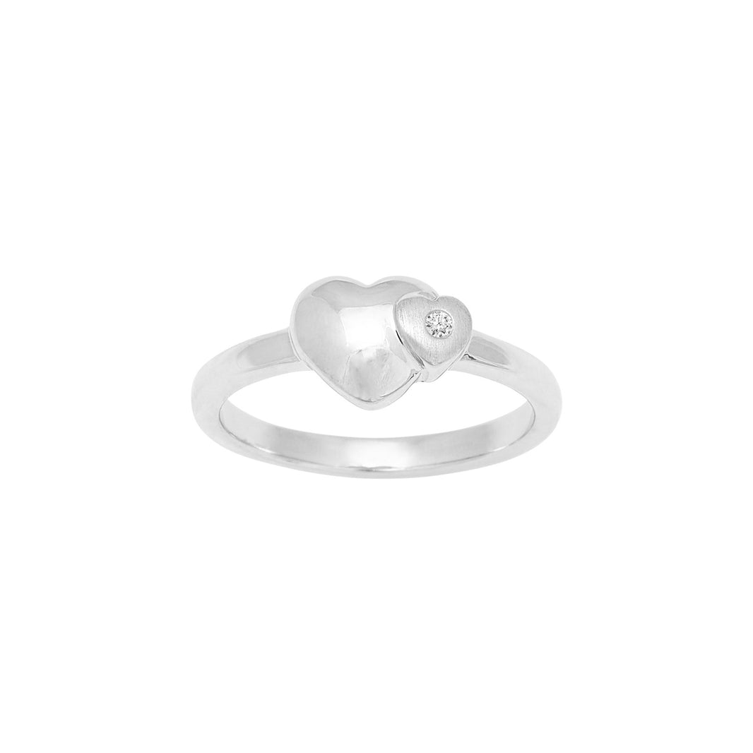 Rod. Silberner Kinderring Herz mit Zirkonia