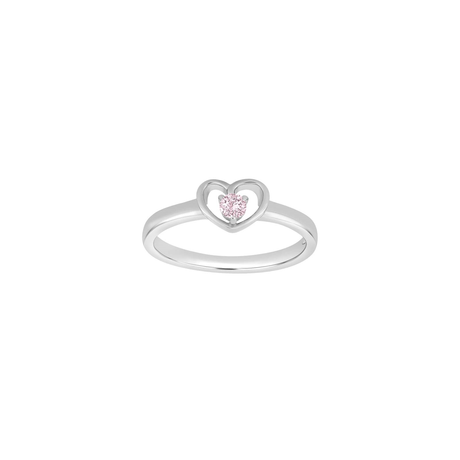 Rod. silver children's ring heart w/pink cz