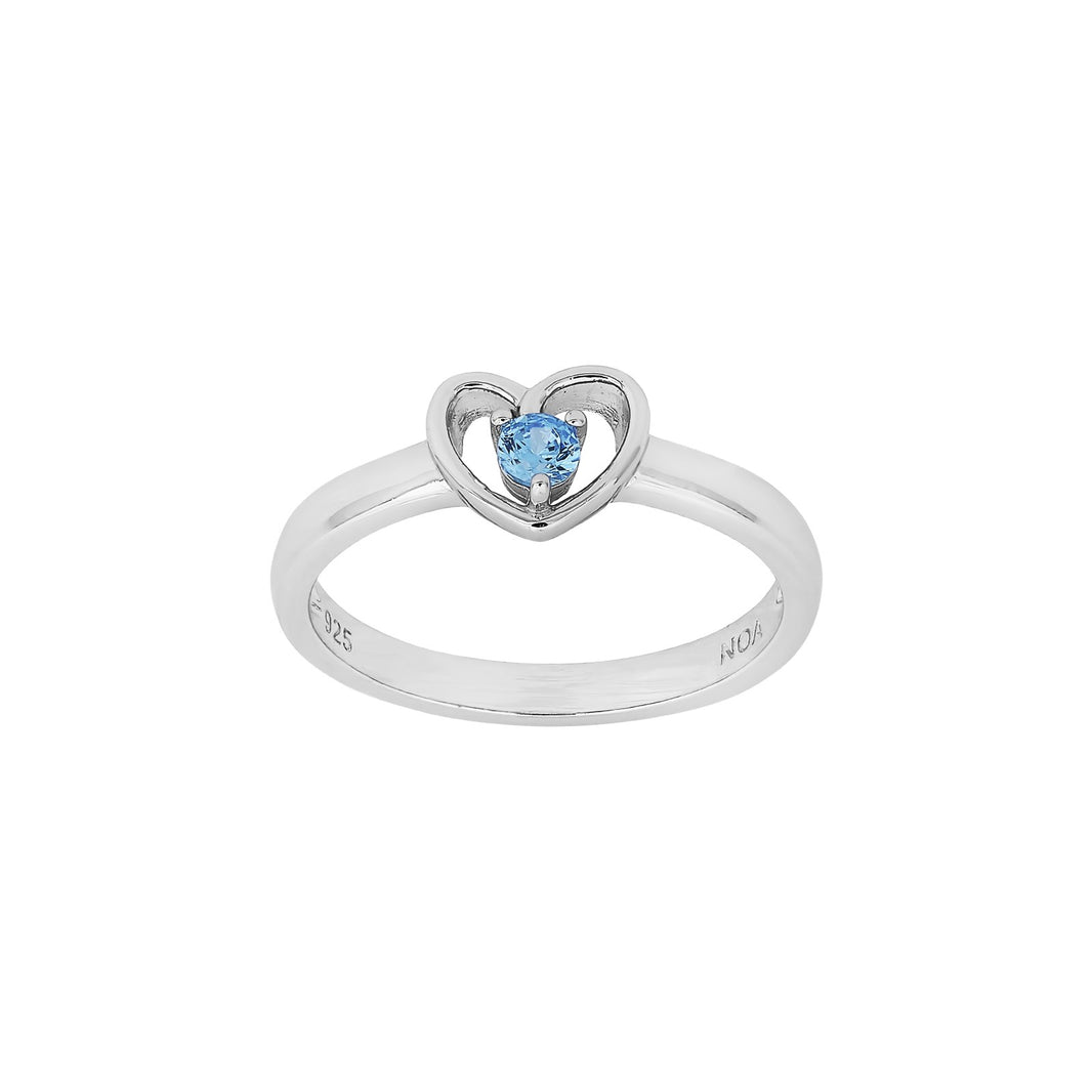 Silberner Kinderring Herz mit hellblauem Zirkonia