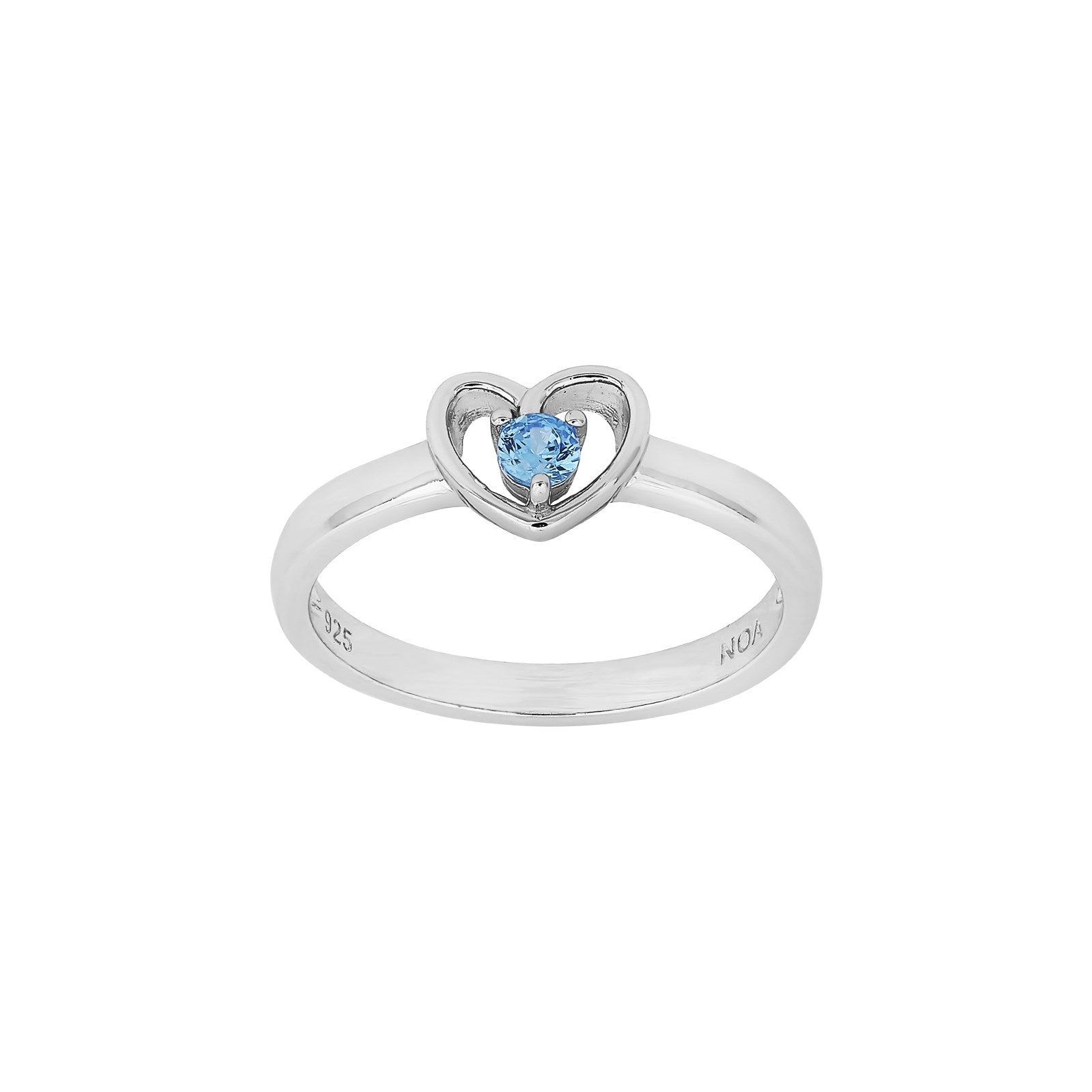 Rod. silver children's ring heart w/ light blue cz