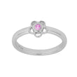 Silberner Kinderring Blume mit rosa Zirkonia