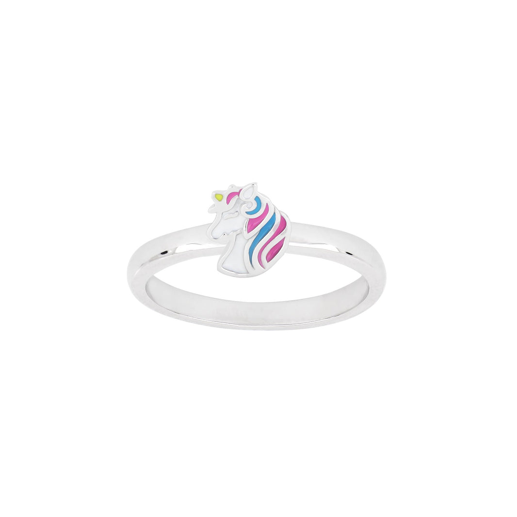 Rhod. sølvbørnering enhjørning m/emalje