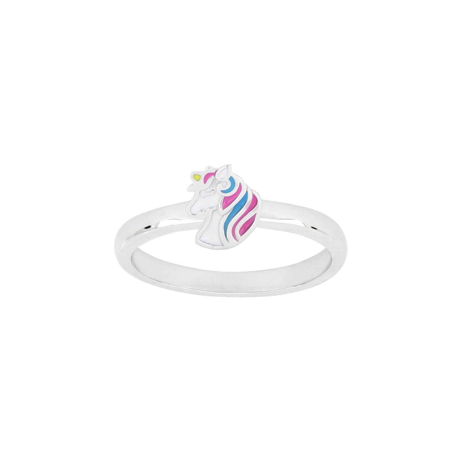 Rod. silver children's ring unicorn w/enamel