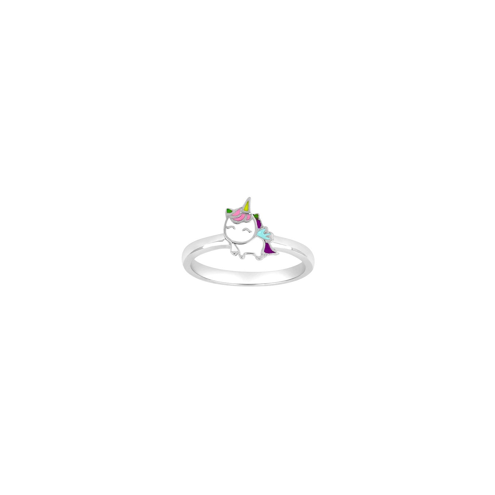 Rod. silver children's ring unicorn w/enamel