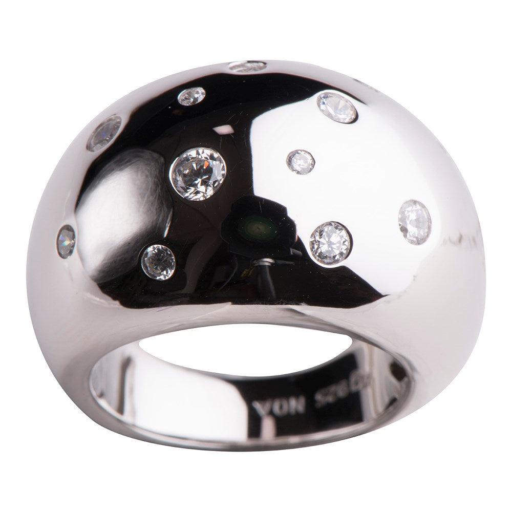 Silver ring Rhd w/cz