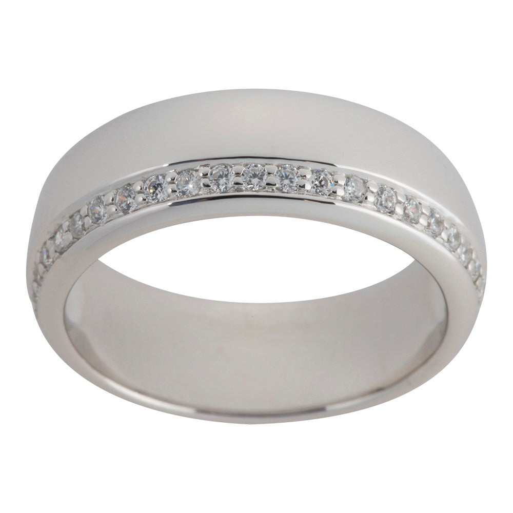 Sølv rhd. ring m/ cz