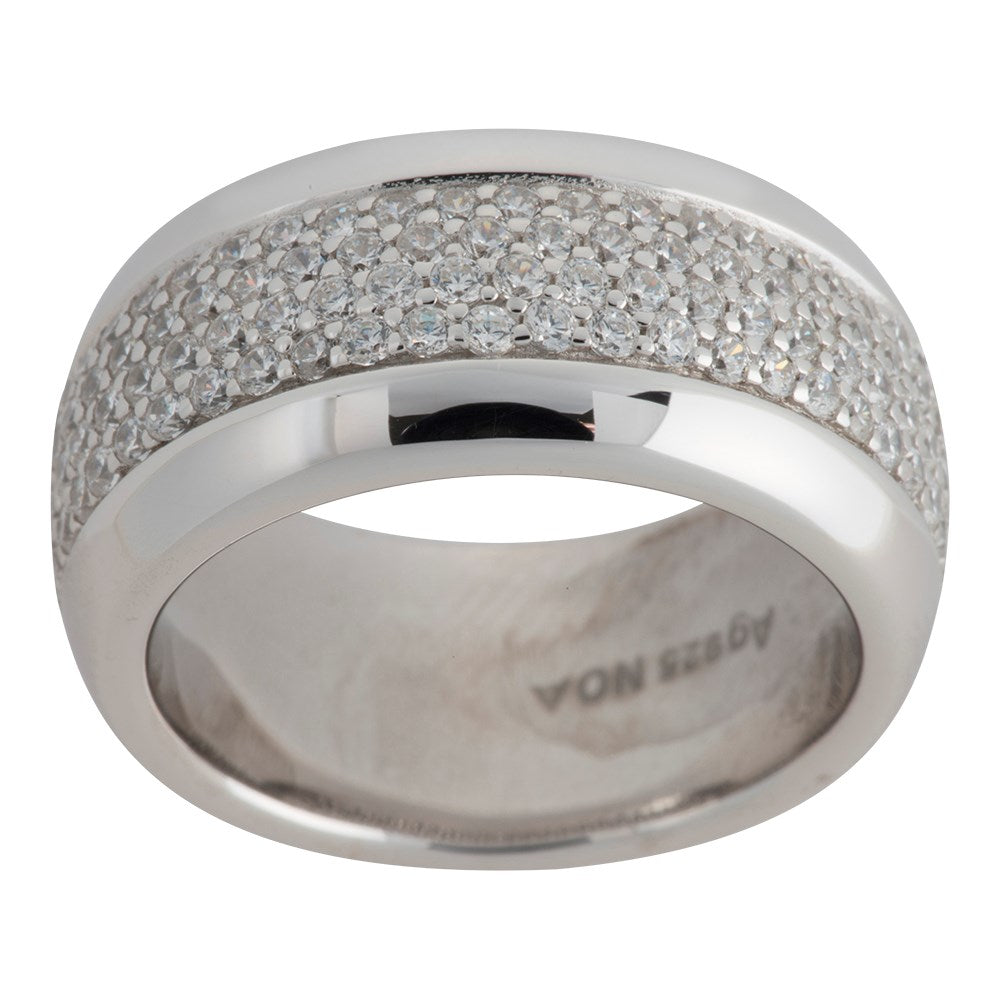 Silberner rhd. Ring mit Zirkonia - Rhodiniert / 58
