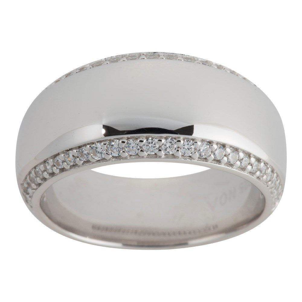 Sølv rhd. ring m/ cz