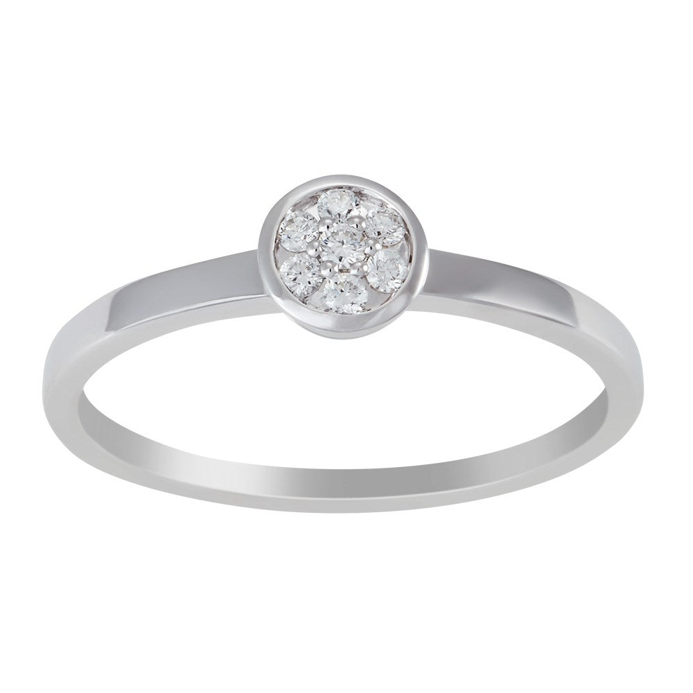 14 kt. HVG-Ring, Kreis mit Pavé 0,091 ct W/SI*