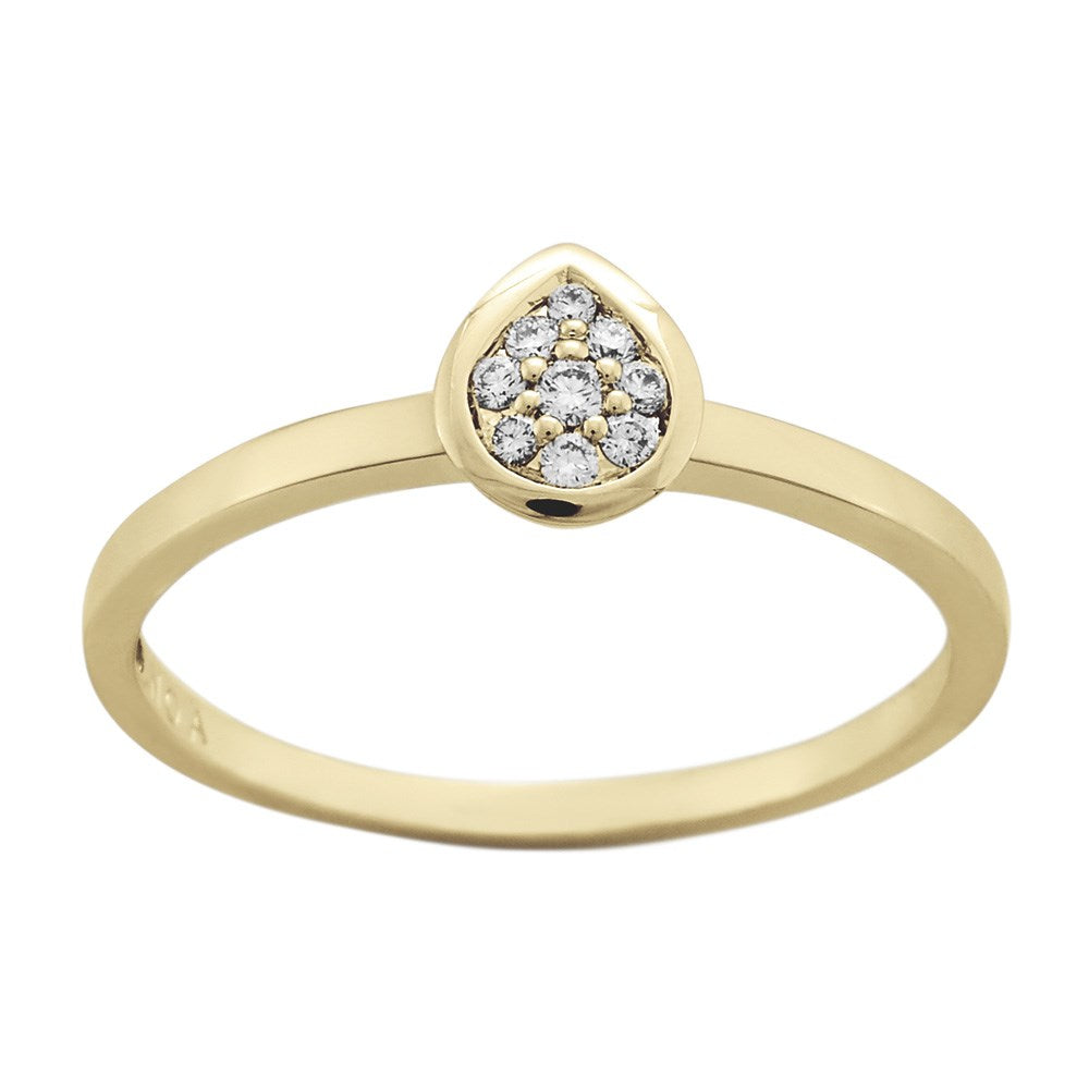 14 kt. Goldring, Tropfen 0,075 ct W/SI