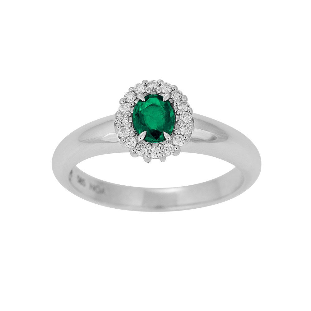 14 kt. gold ring w/emerald and dia 0.11ct W/SI