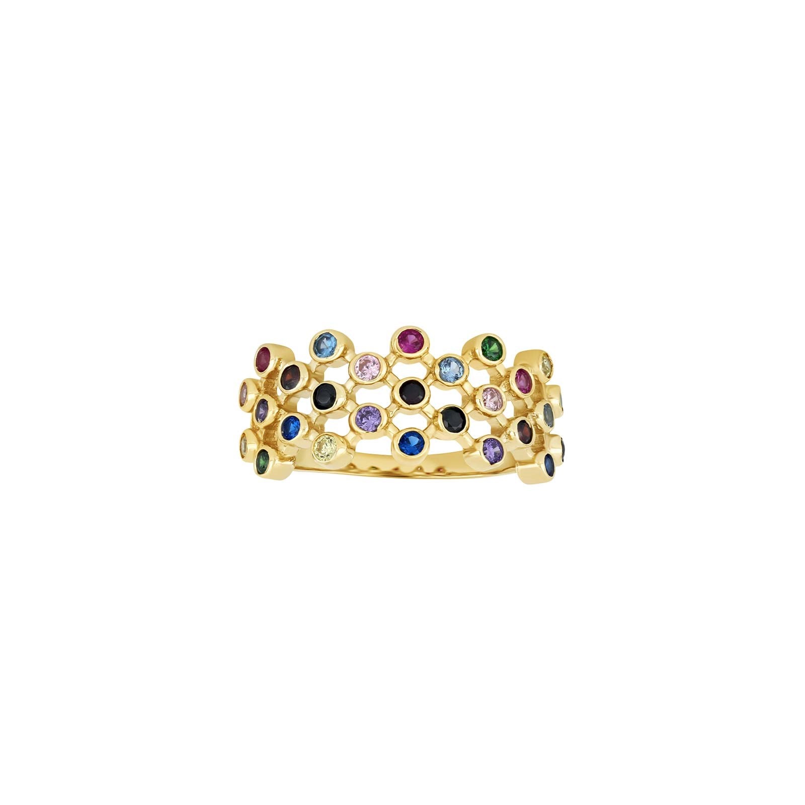 8kt. guldring m/multicolor cz