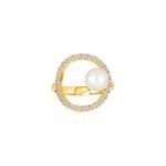 8kt. Goldring m/Süsswasserperle und cz